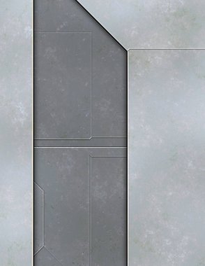 Katmanlı paneller. Fütürist soyut duvar kağıdı. Geometrik teknolojik yansıtıcı arka plan 3D metalik doku. Uzay gemisi desen yüzeyi.