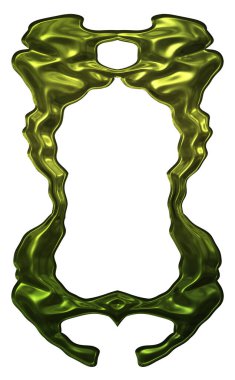 Üç boyutlu metalik illüstrasyon. Beyaz arka planda izole edilmiş fantezi çerçevesi. Davetiyeler, posterler, menü, hatıra defteri ve sunum için mükemmel. Metnin için şablon.