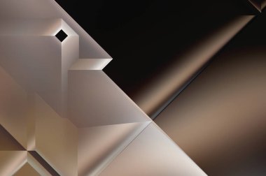 Geometrik dinamik şekiller. Gölgeli teknoloji dijital şablonu ve gradyan arka planda ışıklar. Modern basit geometrik renk gradyanı soyut arkaplan. 3B illüstrasyon. 