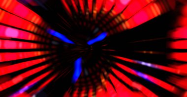 Siyah arkaplanda dönen ışık gösterisi. Lüks çizgiler. Parlak kıvrımlı duvar kağıdı. Uzay tüneli. Dönen ışık çemberi ya da maytap izi. Parlak konsept çizimi.