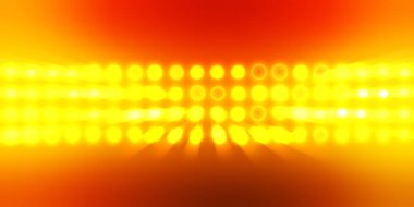 Parlak desenli duvar kağıdı. Sahne ışıkları olan renkli ışıkların ihtişamlı arkaplanı. Parlayan ışıklar siyah arka planda parti izleri. Sahne veya stadyum ışıklarının dijital illüstrasyonu. 