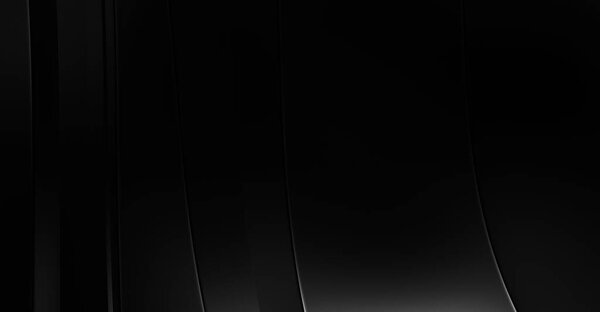 Black curvy pattern surface. 3d illustration. Abstract futuristic background. Minimalist geometric cover design. Warped black stripes. Luxury relief texture wallpaper. Elegant backdrop.