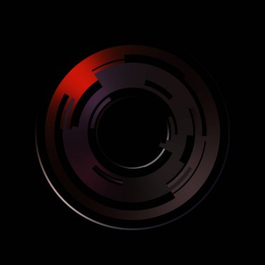 Gelecekçi hud arayüzü elementi. Soyut geometrik arkaplan. Dijital teknolojinin grafiksel çizimi siyah arkaplanda izole edildi..