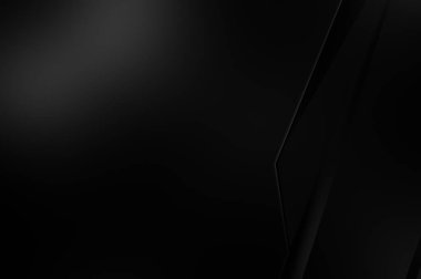 Geometrik katmanlı 3 boyutlu siyah arkaplan. Soyut koyu fütüristik duvar kağıdı. Zarif, parlak çizgili arka plan. Poster, broşür, sunum ve web sitesi için geometrik şablon tasarımı.