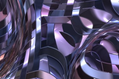 Metalik panel dokusunun 3 boyutlu çizimi. Renkli, parlak, soyut duvar kağıdı. Geometrik teknolojik parlak yansıtıcı arka plan. Yaratıcı parlak kavramsal arkaplan.