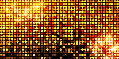 Parlayan ışıklar siyah arka planda parti izleri. Sahne veya stadyum ışıklarının dijital illüstrasyonu. Parlak desenli duvar kağıdı. Sahne ışıkları ile renkli ışıkların ihtişamlı arkaplanı.