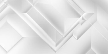 Beyaz 3d geometrik arka plan. Karanlık elementleri olan birinci sınıf soyut duvar kâğıdı. Poster, broşür, sunum ve web sitesi için özel tasarım. Moda lüks minimalist tasarım. Geometrik şablon. 