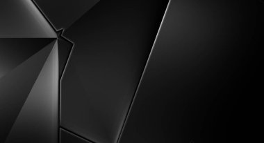 Lüks minimalist tasarım. Fütürist şablon. Karanlık elementleri olan birinci sınıf soyut duvar kâğıdı. Zarif bir zemin. Siyah üç boyutlu geometrik arkaplan. Poster, broşür, sunum için tasarım.