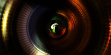 Parlayan neon ışıkları. Parlak sunum tasarım şablonu. Fotoğraf makinesi konsepti. Soyut arkaplan. Dönen ışık ışınları. Hareketli kavramsal duvar kağıdı. Grafik dijital illüstrasyon. 