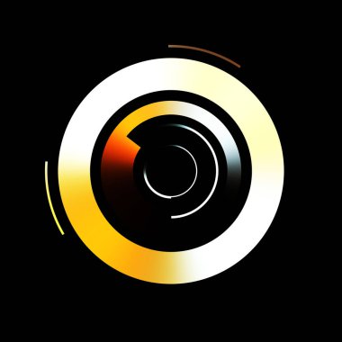 Gelecekçi hud arayüzü elementi. Soyut geometrik arkaplan. Dijital teknolojinin grafiksel çizimi siyah arkaplanda izole edildi..