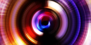 Parlayan neon ışıkları. Parlak sunum tasarım şablonu. Fotoğraf makinesi konsepti. Soyut arkaplan. Dönen ışık ışınları. Hareketli kavramsal duvar kağıdı. Grafik dijital illüstrasyon. 