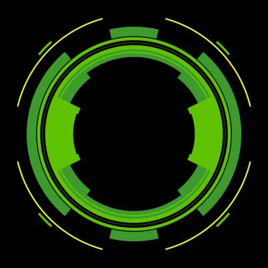 Fütürist dairesel gövde arayüzü elementi. Soyut çember geometrik arkaplan. Dijital teknolojinin grafiksel çizimi.