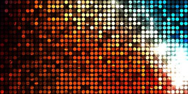 Parlayan ışıklar siyah arka planda parti izleri. Sahne veya stadyum ışıklarının dijital illüstrasyonu. Parlak desenli duvar kağıdı. Sahne ışıkları ile renkli ışıkların ihtişamlı arkaplanı.