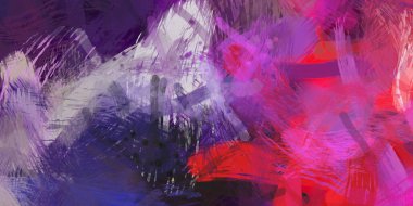 Soyut arkaplanda pürüzlü fırça darbeleri. Fırça boyası. Renkli boya darbeleri. Eşsiz duvar sanatı. Tuvaldeki modern sanat. Renkli çağdaş sanat eserleri.