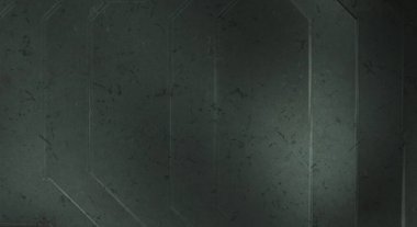 Çukur SciFi panelleri duvar. Üç boyutlu illüstrasyon. Gelecekçi kavramsal tasarım arka planı. Uzay gemisi desenli duvar kağıdı. Fırçalanmış teknoloji desen yüzeyi. 