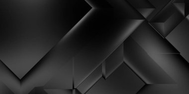 Siyah üç boyutlu geometrik arkaplan. Moda lüks minimalist tasarım. Geometrik şablon. Karanlık elementleri olan birinci sınıf soyut duvar kâğıdı. Poster, broşür, sunum, web sitesi için özel tasarım.