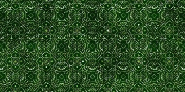 Renkli kumaş arka planında moda tarzında gümüş örgü süsü olan lüks, kusursuz bir şablon. Duvar kağıtları ve tekstil baskısı için tasarım. Lüks, ışıl ışıl metalimsi fantezi dokusu.