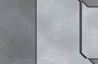 Katmanlı paneller. Fütürist soyut duvar kağıdı. Geometrik teknolojik yansıtıcı arka plan 3D metalik doku. Uzay gemisi desen yüzeyi.
