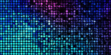 Parlayan ışıklar siyah arka planda parti izleri. Sahne veya stadyum ışıklarının dijital illüstrasyonu. Parlak desenli duvar kağıdı. Sahne ışıkları ile renkli ışıkların ihtişamlı arkaplanı.