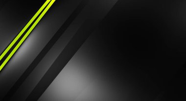 Metin için kopyalama alanı olan soyut siyah paneller. Üç boyutlu illüstrasyon. Renkli ışık özellikli koyu renk tasarım şablonu. Zarif geometrik parlak çizgili arka plan. Minimalist geometrik kapak grafiği.