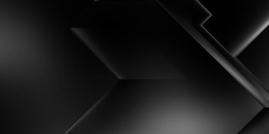 Siyah üç boyutlu geometrik arkaplan. Moda lüks minimalist tasarım. Geometrik şablon. Karanlık elementleri olan birinci sınıf soyut duvar kâğıdı. Poster, broşür, sunum, web sitesi için özel tasarım.