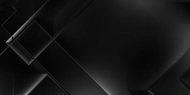 Siyah üç boyutlu geometrik arkaplan. Moda lüks minimalist tasarım. Geometrik şablon. Karanlık elementleri olan birinci sınıf soyut duvar kâğıdı. Poster, broşür, sunum, web sitesi için özel tasarım.