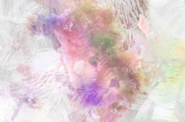 Soyut arkaplanda pürüzlü fırça darbeleri. Fırça boyası. Renkli boya darbeleri. Eşsiz duvar sanatı. Tuvaldeki modern sanat. Renkli çağdaş sanat eserleri.