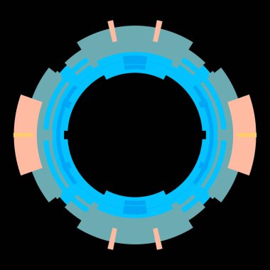 Fütürist dairesel gövde arayüzü elementi. Soyut çember geometrik arkaplan. Dijital teknolojinin grafiksel çizimi.