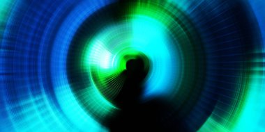 Parlayan neon ışıkları. Parlak sunum tasarım şablonu. Fotoğraf makinesi konsepti. Soyut arkaplan. Dönen ışık ışınları. Hareketli kavramsal duvar kağıdı. Grafik dijital illüstrasyon. 