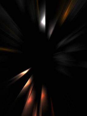 Siyah arkaplanda izole edilmiş dinamik ışık ışınları. Parlayan renkli ışık parçacıklarının grafiksel 2d çizimi.