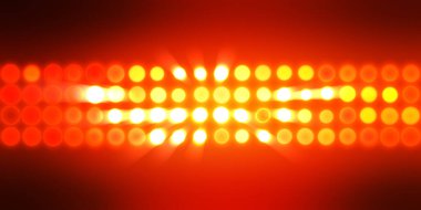 Parlak desenli duvar kağıdı. Sahne ışıkları olan renkli ışıkların ihtişamlı arkaplanı. Parlayan ışıklar siyah arka planda parti izleri. Sahne veya stadyum ışıklarının dijital illüstrasyonu. 