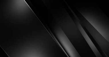 Geometrik katmanlı 3 boyutlu siyah arkaplan. Soyut koyu fütüristik duvar kağıdı. Zarif, parlak çizgili arka plan. Poster, broşür, sunum ve web sitesi için geometrik şablon tasarımı.