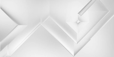 Beyaz 3d geometrik arka plan. Karanlık elementleri olan birinci sınıf soyut duvar kâğıdı. Poster, broşür, sunum ve web sitesi için özel tasarım. Moda lüks minimalist tasarım. Geometrik şablon. 