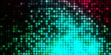 Parlayan ışıklar siyah arka planda parti izleri. Sahne veya stadyum ışıklarının dijital illüstrasyonu. Parlak desenli duvar kağıdı. Sahne ışıkları ile renkli ışıkların ihtişamlı arkaplanı.