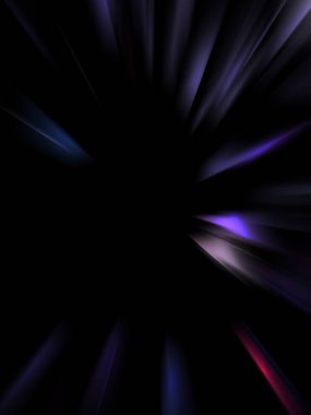 Siyah arkaplanda izole edilmiş dinamik ışık ışınları. Parlayan renkli ışık parçacıklarının grafiksel 2d çizimi.