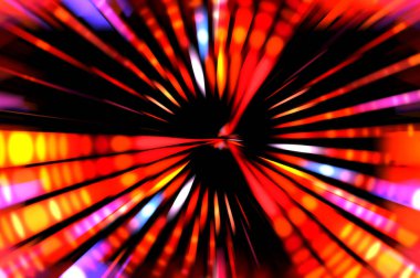 Siyah arkaplanda dönen ışık gösterisi. Lüks çizgiler. Parlak kıvrımlı duvar kağıdı. Uzay tüneli. Dönen ışık çemberi ya da maytap izi. Parlak konsept çizimi.