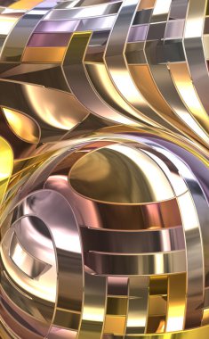 Metalik panel dokusunun 3 boyutlu çizimi. Renkli, parlak, soyut duvar kağıdı. Geometrik teknolojik parlak yansıtıcı arka plan. Yaratıcı parlak kavramsal arkaplan.