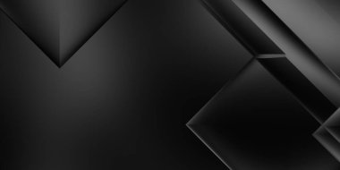 Siyah üç boyutlu geometrik arkaplan. Moda lüks minimalist tasarım. Geometrik şablon. Karanlık elementleri olan birinci sınıf soyut duvar kâğıdı. Poster, broşür, sunum, web sitesi için özel tasarım.