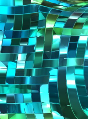 Metalik panel dokusunun 3 boyutlu çizimi. Renkli, parlak, soyut duvar kağıdı. Geometrik teknolojik parlak yansıtıcı arka plan. Yaratıcı parlak kavramsal arkaplan.