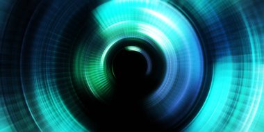 Parlayan neon ışıkları. Parlak sunum tasarım şablonu. Fotoğraf makinesi konsepti. Soyut arkaplan. Dönen ışık ışınları. Hareketli kavramsal duvar kağıdı. Grafik dijital illüstrasyon. 