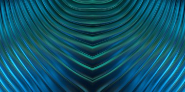 Renkli dalgalı yansıtıcı duvar kağıdının üç boyutlu çizimi. Duvar kağıdı, afiş, arkaplan, kart, kitap kapağı veya web sitesi için grafiksel illüstrasyon. Soyut parlak arkaplan.