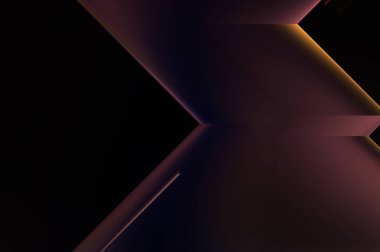 Geometrik dinamik şekiller. Gölgeli teknoloji dijital şablonu ve gradyan arka planda ışıklar. Modern basit geometrik renk gradyanı soyut arkaplan. 3B illüstrasyon. 