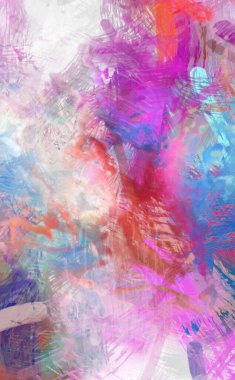 Soyut arkaplanda pürüzlü fırça darbeleri. Fırça boyası. Renkli boya darbeleri. Eşsiz duvar sanatı. Tuvaldeki modern sanat. Renkli çağdaş sanat eserleri.