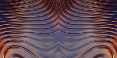 Renkli dalgalı yansıtıcı duvar kağıdının üç boyutlu çizimi. Duvar kağıdı, afiş, arkaplan, kart, kitap kapağı veya web sitesi için grafiksel illüstrasyon. Soyut parlak arkaplan.