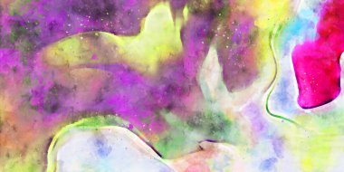 Kova desenli illüstrasyon. Çağdaş ve modern doku. Soyut renk boyama arka planı. Yaratıcı ve sanatsal duvar kağıdı. Fırçalanmış şekilleri ve lekeleri olan sanatsal duvar..