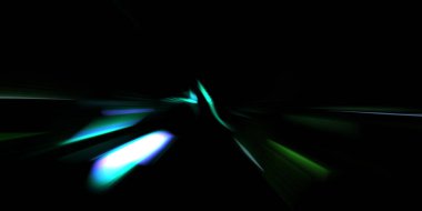 Güzel canlı renklerle enerji patlaması. Siyah arkaplanda izole edilmiş dinamik ışık ışınları. Parlayan renkli ışık parçacıklarının grafiksel 2D çizimi. Parlak tasarım şablonu.