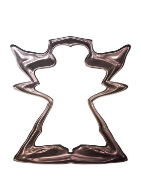 Üç boyutlu metalik illüstrasyon. Beyaz arka planda izole edilmiş fantezi çerçevesi. Davetiyeler, posterler, menü, hatıra defteri ve sunum için mükemmel. Metnin için şablon.