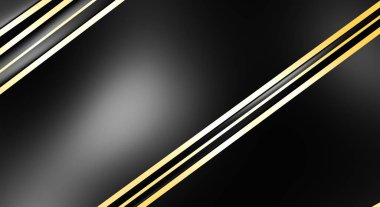 Metin için kopyalama alanı olan soyut siyah paneller. Üç boyutlu illüstrasyon. Renkli ışık özellikli koyu renk tasarım şablonu. Zarif geometrik parlak çizgili arka plan. Minimalist geometrik kapak grafiği.