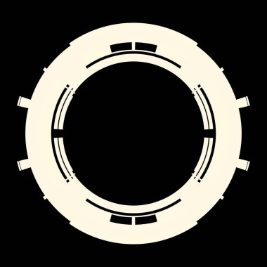 Fütürist dairesel gövde arayüzü elementi. Soyut çember geometrik arkaplan. Dijital teknolojinin grafiksel çizimi.
