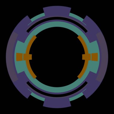 Fütürist dairesel gövde arayüzü elementi. Soyut çember geometrik arkaplan. Dijital teknolojinin grafiksel çizimi.